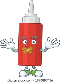 Sauce bottle Cartoon drawing design making a quiet finger gesture. Vector illustration