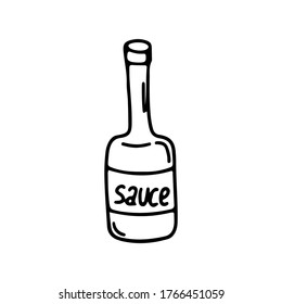 Sauce bottle in doodle style vector icon isolated