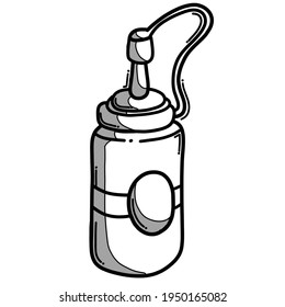 Icono del vector del doodle del frasco de salsa. Línea dibujada a mano en la ilustración del esbozo de dibujo.