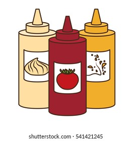 sauce bottle fast food related icon image vector illustration design 