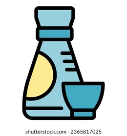 Sauce bottle icon outline vector. Japan food. Asian roll color flat