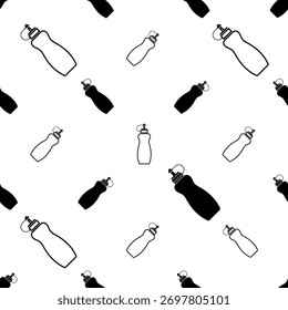 Molho Bottle Ícone Padrão Sem Costura, Ketchup Bottle Ícone Vetor Arte Ilustração