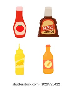 Sauce bottle icon set. Cartoon set of sauce bottle vector icons for web design isolated on white background