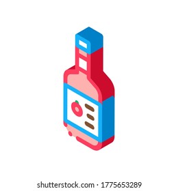 Vector de ícono de botella de Sauce. Señal isométrica de la botella de Salsa isométrica. ilustración de símbolo aislado de color