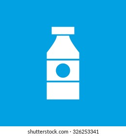Sauce bottle icon, white simple image isolated on blue background