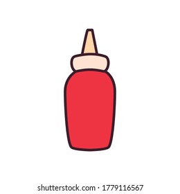 sauce bottle line and fill style icon design, fast food eat restaurant and menu theme Vector illustration