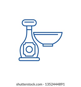 Sauce in a bottle line icon concept. Sauce in a bottle flat  vector symbol, sign, outline illustration.