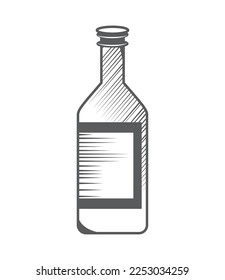 sauce bottle sketch icon isolated