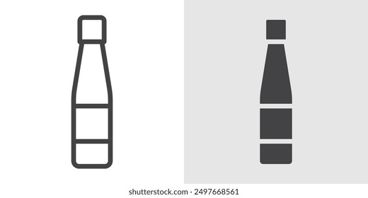Sauce bottles icon Black line art vector logo set