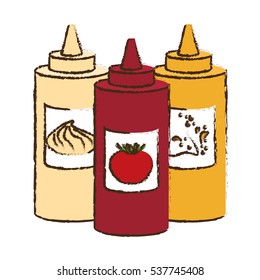 sauce bottles icon over white background. colorful design. vector illustration