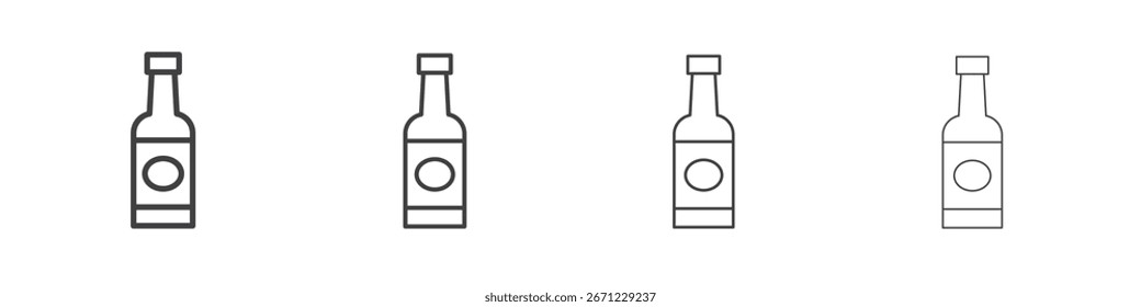 Icono de botellas de salsa. Icono de línea delgada para el diseño y desarrollo de Sitios web, desarrollo App.