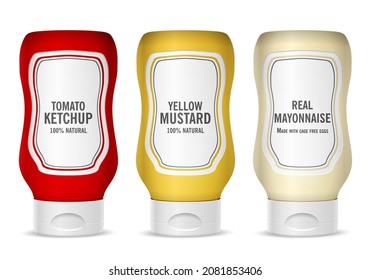 Sauce bottles on a white background. Vector illustration.