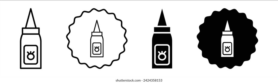 Botellas de salsa de color blanco y negro. Botellas de Sauce simple vector de icono plano