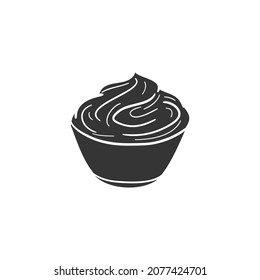 Sauce Bowl Icon Silhouette Illustration. Cream Vector Graphic Pictogram Symbol Clip Art. Doodle Sketch Black Sign.