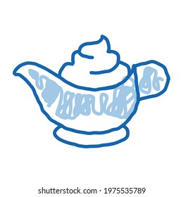 sauce bowl mayonnaise sketch icon vector. Hand drawn blue doodle line art sauce bowl mayonnaise sign. isolated symbol illustration