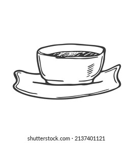 Sauce in a bowl vector illustration hand drawing sketch isolated on white