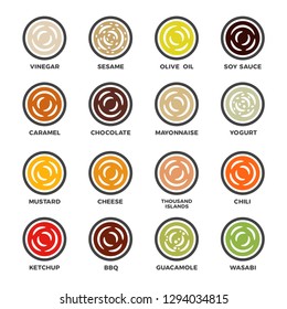conjunto de iconos de salsa y condimento,vector e ilustración