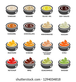 sauce and condiment icon set,vector and illustration