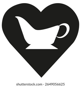 Sauce container icon. Heart shaped figure. Kitchen pouring object. Vector food ware concept.