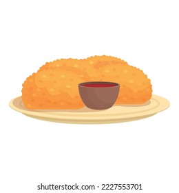 Sauce croquette icon cartoon vector. Food cuisine. Fried food