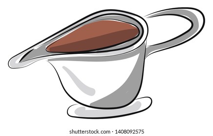 Sauce in Tasse, Vektorgrafik, Farbzeichnung oder Illustration. 