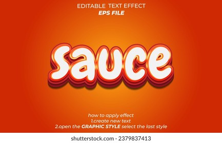 sauce editable text effect 3d font style use for logo and business brand. vector template
