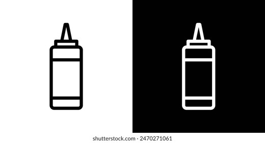 Sauce graphics. Tomato ketchup bottle vector. Sauce squeeze bottle symbol.