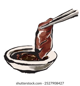 Sauce for grilled meat. Hand drawn illustration.