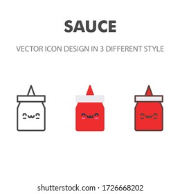 sauce icon. Kawai and cute food illustration. for your web site design, logo, app, UI. Vector graphics illustration and editable stroke. EPS 10.