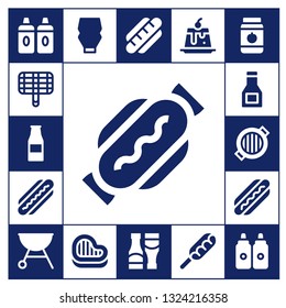 sauce icon set. 17 filled sauce icons.  Simple modern icons about  - Sauces, Grill, Ketchup bottle, Hot dog, Sauce, Mayonnaise, Steak, Creme caramel, Jar