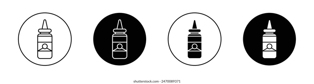 Sauce icon set. tomato ketchup bottle vector symbol. sauce squeeze bottle icon in black filled and outlined style.
