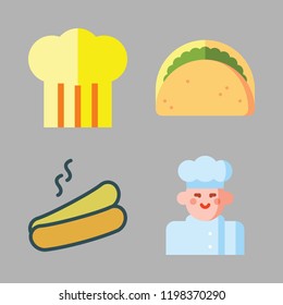 sauce icon set. vector set about chef, taco and hot dog icons set.