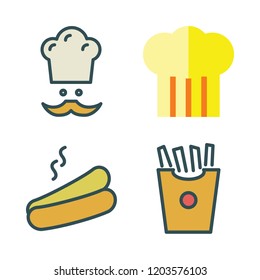 sauce icon set. vector set about chef, french fries and hot dog icons set.