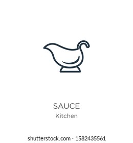 Sauce icon. Thin linear sauce outline icon isolated on white background from kitchen collection. Line vector sign, symbol for web and mobile