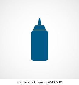 Sauce Ketchup Bottle Blue Flat Icon On White Background