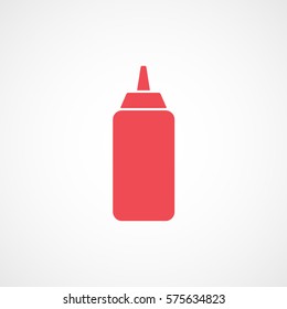 Sauce Ketchup Bottle Red Flat Icon On White Background
