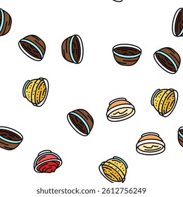 sauce ketchup food mayonnaise Vector Seamless Pattern Thin Line Illustration