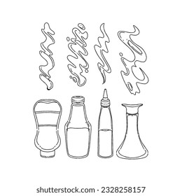 sauce and ketchup hand drawn doodle illustrations vector set