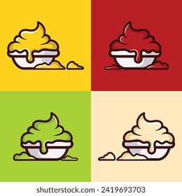 sauce ketchup mayonnaise mustard chili wasabi cheese cartoon vector icon illustration