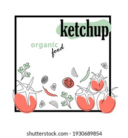 Etiqueta de salsa. Ilustración vectorial de diseño minimalista. Para empaquetar ketchup.