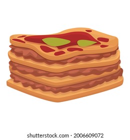 Sauce lasagna icon cartoon vector. Lasagne pasta. Baked italian dish