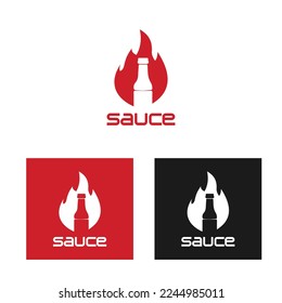 Sauce logo - tomato ketchup,hot chili sauce logo design concept.