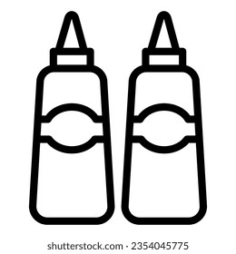Sauce and mustard line icon, Street food concept, sauce bottles sign on white background, Bottles of ketchup and mustard icon in outline for mobile web design. Vector graphics.