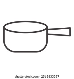 Sauce Pan Icon Depicting a Cooking Pot in Black and White