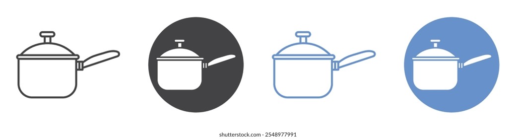 Sauce pan icon flat line symbol set.