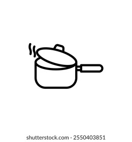 Sauce pan icon linear logo isolated
