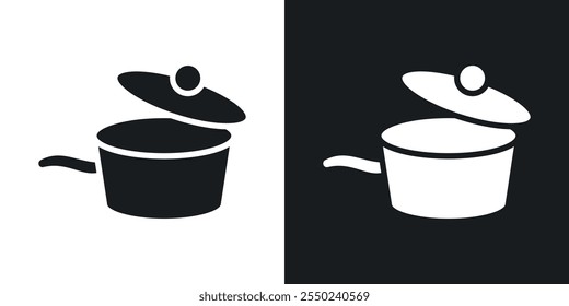 Paquete de iconos de la cacerola de salsa en color negro.
