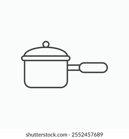 Sauce pan icon set in blackthin line style.