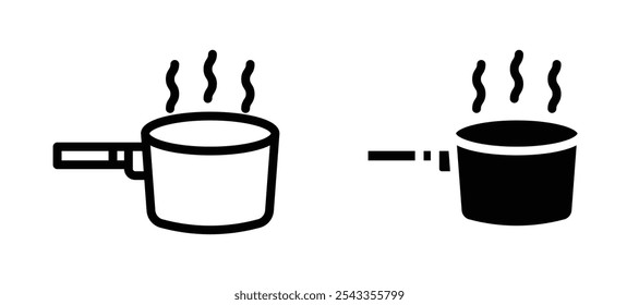 Sauce pan icon symbol collection on white background.