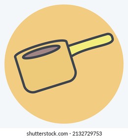 Sauce Pan Icon in trendy color mate style isolated on soft blue background